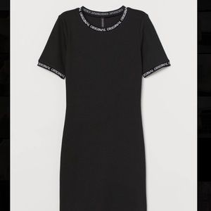 h&m black bodycon ribbed dress
